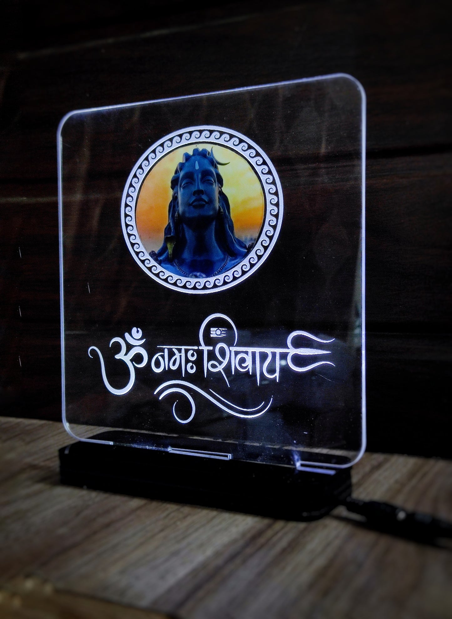 Mahadev Idol LED Light Acrylic Glow Frame.