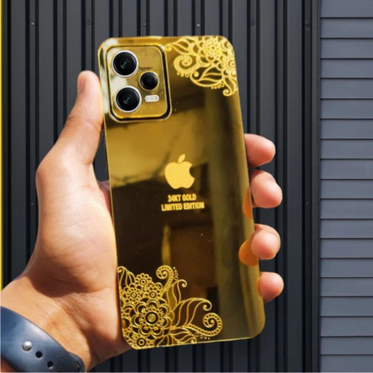Redmi Note 12 Pro 5g I Phone Floral Style Golden Back Glass