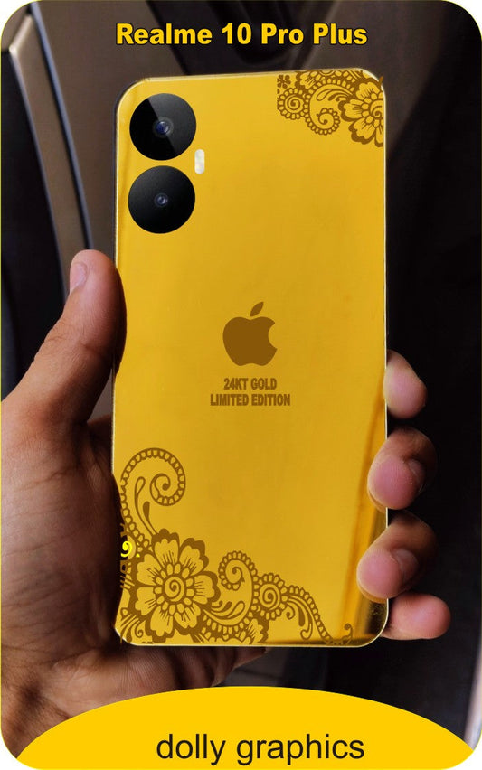 Realme 10 Pro Plus I Phone Style Design Golden Back Glass